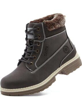 Women's Brown Waterproof Outdoor Comfortable Warm Fur Cycling Hiking Ankle Boots